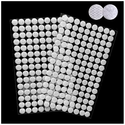 Image of Self Adhesive Dots Sticky Back Hook Loop Dots No Residue Double Sided Sticky Dots for Crafts Plastic Glass Leather Metal Multi Surface (135 Pairs White, 10 mm)