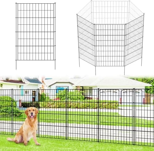 Image of Thealyn Garden Fence 101cm High x 71cm Wide (5 Panels, Total Length 3.5m) No Dig Fence Outdoor Rustproof Metal Decorative Dog Animal Barrier Borderfor Yard Patio Flower Bed