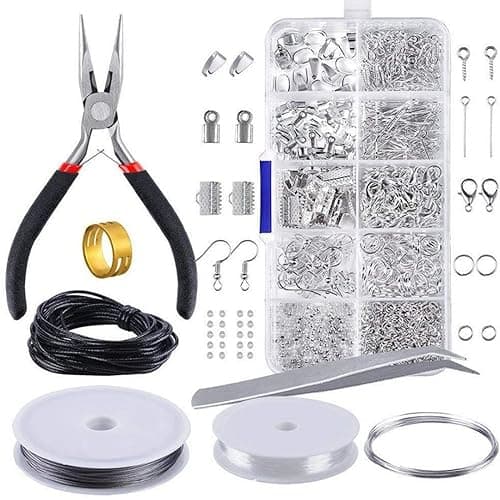 Image of Jewelry Making Kits, 10-Piece Findings 4 Beading Wires Jewellery Making Tools with Pliers for Beginners, Silver Jewellery Repair Kit for Jewelry Repair Necklaces DIY Craft Supplies