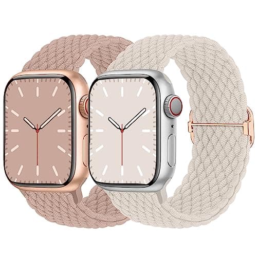 Image of Nimblistic 2 Pack Stretchy Braided Solo Loop Compatible for Apple Watch Straps 42/44/45/46/49mm, Adjustable Sport Stretch Elastic Replacement Band for iWatch SE3/Series 11 10 9 8 7 6 5 4 3 2 1