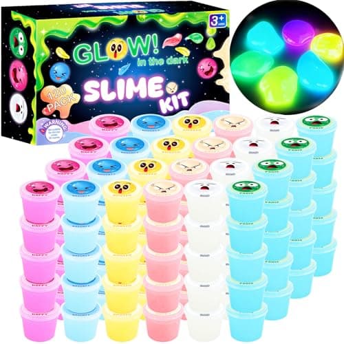 Image of 120 Pack Galaxy Slime Kit for Kids, Colorful Glow in The Dark Slime, DIY Luminous Slime Party Favor for Girls & Boys, Birthday Gifts, Classroom Rewards, Chritmas Gifts, Goodie Bags Stuffers