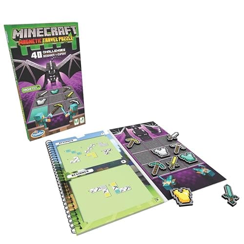 Image of ThinkFun Minecraft Magnetic Travel Puzzle Challenge - Logic Brain Game and STEM Toy for Kids and Adults Age 8 Years Up