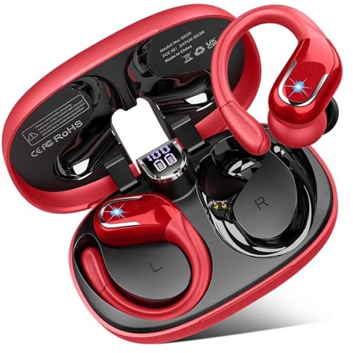 Image of Wireless Earbuds, Wireless Headphones Running Bluetooth 5.4 Headphones with Mic, Wireless Earphones IP7 Waterproof Ear Hooks, Noise Cancelling Earbuds Stereo Sound, 75H, USB-C, Headsets for Sport
