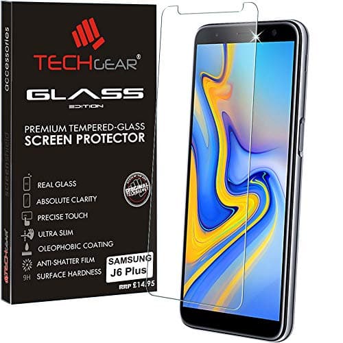 Image of TECHGEAR GLASS Edition for Samsung Galaxy J6 Plus, J6+ 2018 Genuine Tempered Glass Screen Protector Guard Cover Compatible with Samsung Galaxy J6+