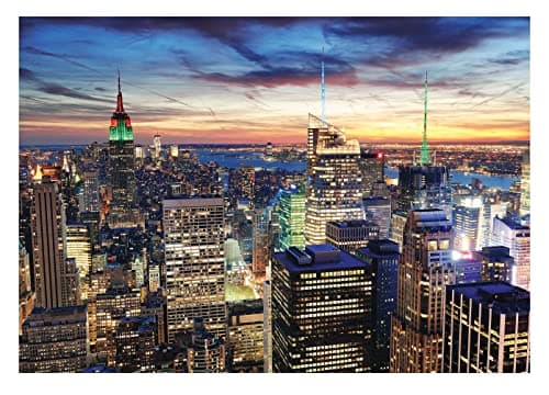 Image of WallArena - Non-Woven Photo Wallpaper New York at Night 312 x 219 cm - Photo Wallpaper - for Living Room Bedroom - Non-Woven Wallpaper 3D Effect - Includes Paste - City