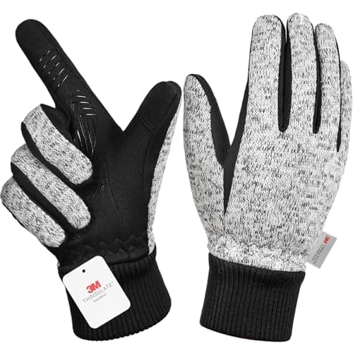 Image of Winter Gloves for Men Women,-10°F 3M Thinsulate Thermal Coldproof Touchscreen Warm Gloves,Anti-Slip Road Bike Cycling Gloves for Skiing Biking Running Hiking Driving-Hemp Grey-S