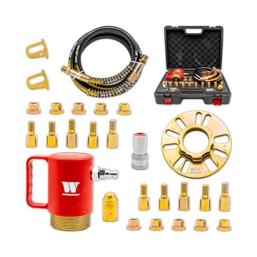 Image of WELZH Hydraulic Hub Removal Kit 18 Ton Cylinder Drive Bearing and Driveshaft Extractor Tool with Spacer Plates and Fasteners Universal Fit Hub Puller Kit for European Vehicles Workshop Use 6150-WW