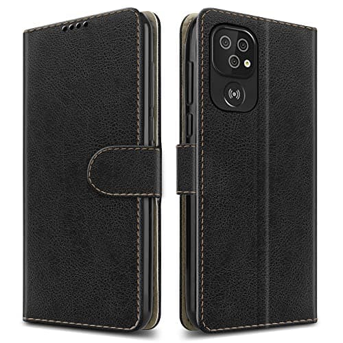 Image of PIXFAB For Doro 8100 Leather Phone Case, Magnetic Closure Full Protection Book Folio Design, Wallet Case Cover [Card Slots] and [Kickstand] For Doro 8100 - Black