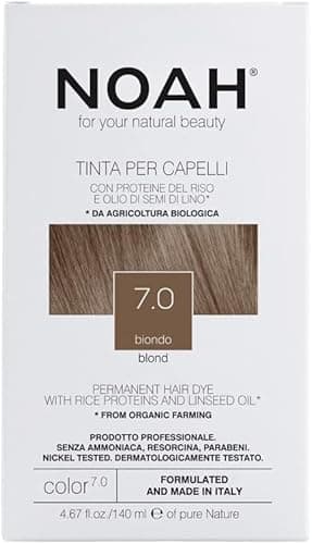 Image of NOAH Permanent Hair Dye 7.0 Blonde – Ammonia-Free Hair Colour with Linseed Oil & Rice Proteins - Nourishing, Long-Lasting & Grey Coverage - Complete Hair Colour Kit - 140ml
