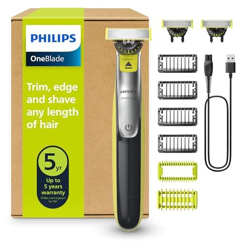 Image of Philips OneBlade 360 Authentic Face & Body Electric Beard Trimmer, Shaver and Body Groomer, 3X 360 Blades, 4X Stubble Comb (1,2,3,5mm), 1x Body Kit, QP2834/31