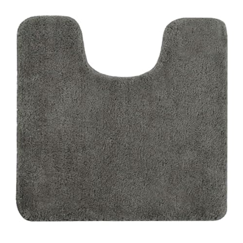 Image of Allure Luxury Deep Pile Microfibre Pedestal Toilet Mat, Non-Slip, 50 x 50cm, Quick Dry & Easy Care (Charcoal Grey)