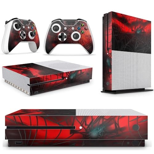 Image of GNG Spider Console Skin Decal Sticker + 2 Controller Skins Compatible with XBOX One S