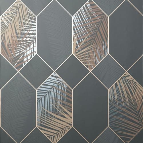 Image of Fine Decor UK Miami 2021 Tropical GEO Charcoal