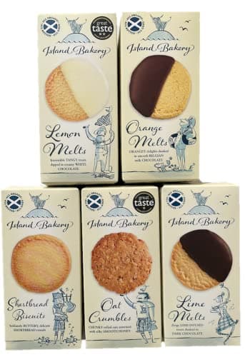 Image of Speciality Biscuit Bundle. 5 packs of 125g and 133g Speciality Island Bakery Biscuits (Lime Melts, Lemon Melts, Oat Crumbles, Orange Melts and Shortbread)