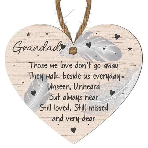 Image of Handmade Memorial Heart Plaque - Personalised "Those We Love Don’t Go Away" for Dad, Daddy, Grandad, Step Dad, Father-in-Law – Thoughtful Remembrance Gift (Small: 10 cm (H) × 9 cm (W))