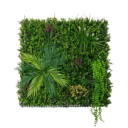 Image of Artificial Plant Wall Panel 100 x 100cm Alina Living Foliage Greenery Tiles Indoor Outdoor Weather & UV Resistant Grass Fence Faux Hedge Privacy Backdrop Garden Home Décor Snap & Lock Fixings Included