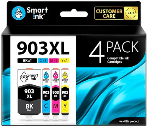 Image of Smart Ink Compatible Ink Cartridge Replacement for HP 903 903XL High Yield 4 Multipack (Black XL & C/M/Y) with Advanced Chip Technology to use with HP Officejet 6950 Officejet Pro 6960 6970 All-in-one