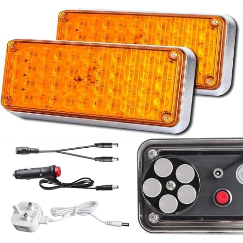 Image of ROUTEKING Upgraded Wireless Strobe Flashing Lights - 2x42LED Magnetic Hazard Warning Light for Trucks Vehicles, Rechargeable Portable Wireless Trailer Tow Beacon Emergency Light (Amber)