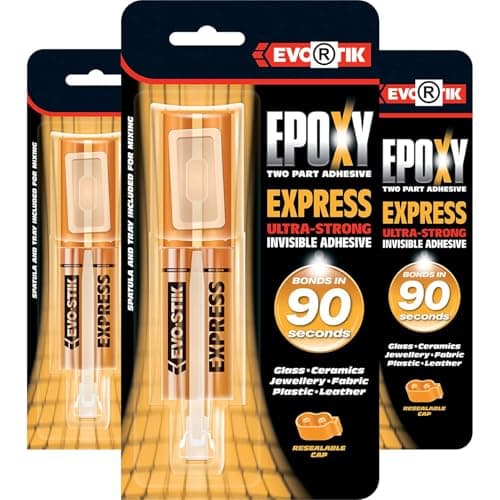 Image of 3 x Evo Stik 25ml Epoxy 2 Part Invisible Adhesive | Ultra Strong, Bonds in 90s, Water-Resistant | Ideal for Glass, Ceramics, Leather, Fabric & Plastic
