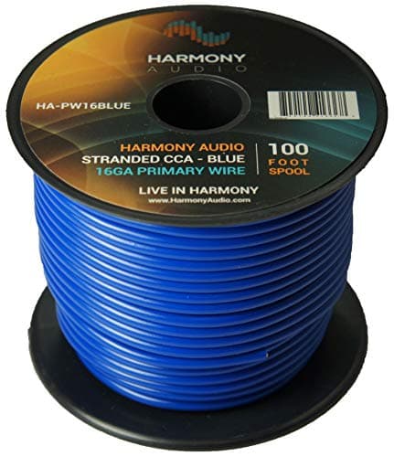 Image of Harmony Audio HA-PW16BLUE Primary Single Conductor 16 Gauge Blue Power or Ground Wire Roll 100 Feet Cable for Car Audio/Trailer/Model Train/Remote