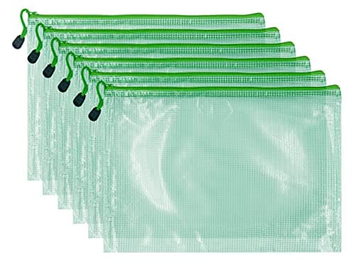 Image of scicent 6 Pcs A5 Clear Plastic File Bags File Folders Zip Lock Bags Document File Folder Green 603A5