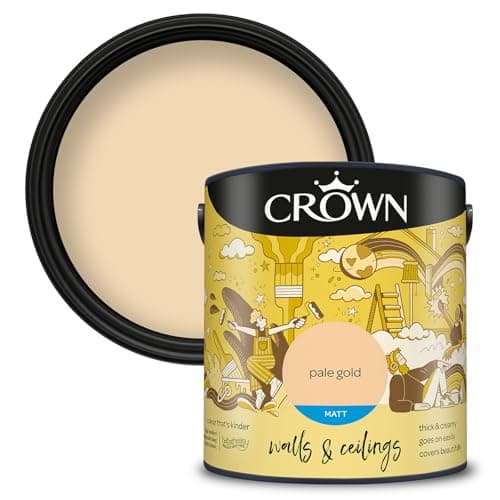 Image of Crown Walls & Ceilings Matt Emulsion Paint, Size 2.5L, Pale Gold