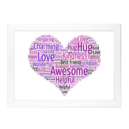 Image of Epic Modz Personalised Love Heart A4 Print Word Art Gift Frame Canvas - Mothers Day, Teacher, Mom, Mum, Best Friend, Wedding, Bridesmaid, New Home, Birthday etc