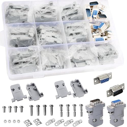 Image of VISSQH 20Pcs(10Pair) DB9 Solder Connectors, D Sub Male/Female Adapter Connector RS232 serial DB9 9-pin D-SUB solder connection + plastic housing cover for cable assembly and adjustment