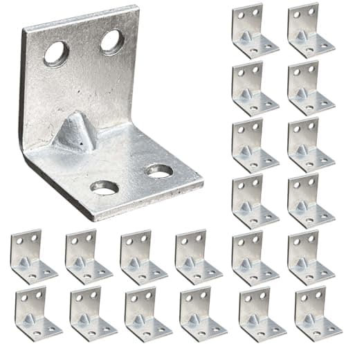 Image of OMIDEAS 20 x Corner Brackets (20 x 20 x 20) Angle Reinforced Metal Braces Wood Timber Galvanised Steel Sheet Connecting Joining Fixing L Repair Connector