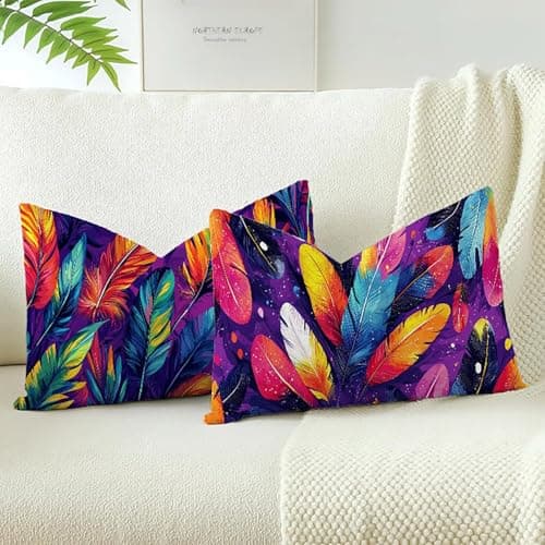 Image of Xlccaioo Set of 2 Multicolor Soft Velvet Cushion Covers, 70x40cm Double Sided Decorative Cushion Cover, Sofa Pillow Cover with Invisible Zipper Throw Pillow Covers for Home Decor Sofa Room XC-8319