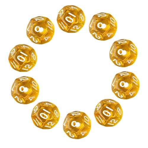 Image of Deolven D12 Dice, 10 Pcs Transparent Yellow Polyhedral Dices, 12 Sided Clear Yellow Dices for DND MTG RPG Dungeons and Dragons Party
