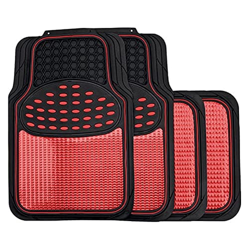 Image of Streetwize SWUXM4 Revelation Mat Set [Red] Metallic Anti-Slip Car Mats - Heavy Duty, All Weather - Car Interior Accessory (Red)