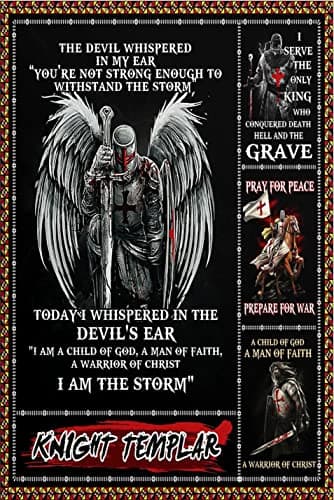 Image of Knights Templar Poster I Am The Storm,Poster Home Decor Art Wall Decor Metal Sign Poster 8X12 Inches