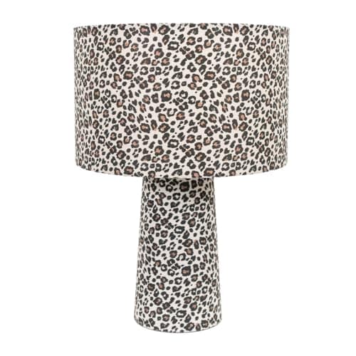 Image of ValueLights | Bertie Leopard Print Full Fabric Table Lamp with LED Bulb | Table Lamps, Home Décor & Improvement Essential | Included LED Bulb
