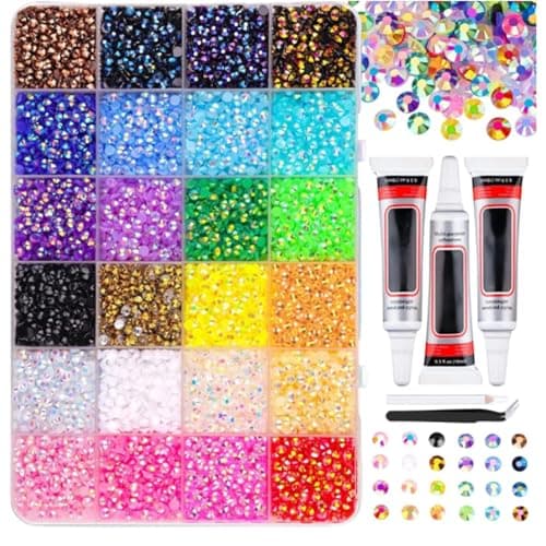 Image of 24 Colors Bedazzling Kit for Crafting, 3mm 30000pcs Flatback Bedazzle Beads, Bedazzling Kit with Glue, Resin Bedazzling Rhinestones Kit, for DIY Art Crafts Nail Makeup Clothes Shoes Book Decoration