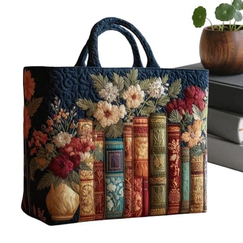 Image of Quilted Tote Bag - Innovative Theme Shoulder Bag 33 x 31 cm, Retro Stitching Market Duffel Bag, Academic Style Accessory with Soft Structure | Commuter Uses for Shopping Unive