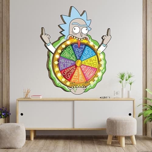 Image of Rick and Morty Wall Sticker – Rick Wheel of Better Things Than Morty Wall Decal Art (120cm Height x 95cm Width)