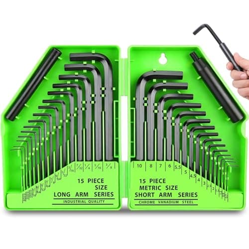 Image of SWANLAKE Hex Key Allen Wrench Set: 32PCS Hex Key Set with Torque Handle, Standard SAE(0.028"-3/8") & Metric(0.7mm-10mm) in Storage Case, Heat Treated Chrome Vanadium Steel