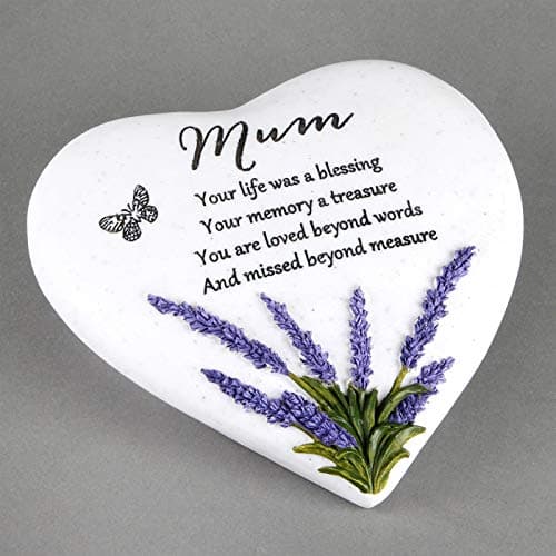 Image of Thoughts Of You Heart Outdoor Memorial Plaque with Lavender design, Mum
