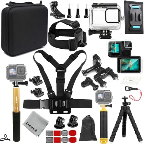 Image of Gurmoir Accessories Set Kit with Waterproof Case for Go Pro Hero 13 12 11 10 9 Black, Underwater Diving Housing Floating Hand Grip Screen Protector Bundle Pack for GoPro 13 12 11 10 9 Camera(DT13)