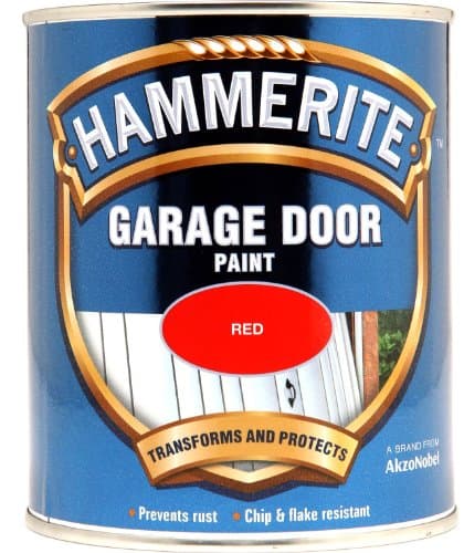 Image of Hammerite 5092852 393 Hammered Garage Door Paint, 750 ml, Smooth Red