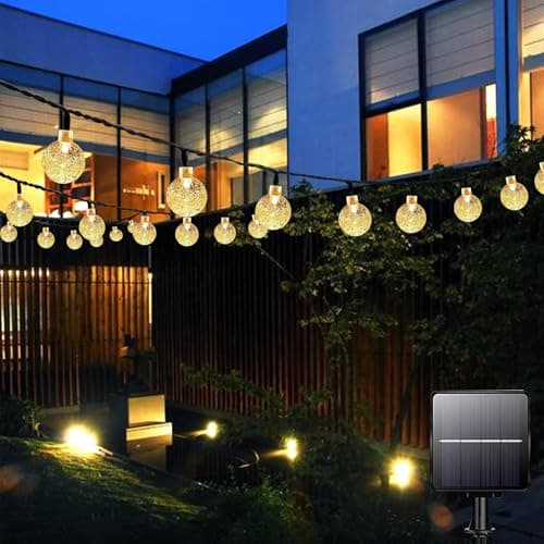 Image of Bollengold 100 LED Solar String Lights Outdoor,39ft Solar Powered Garden Lights with 8 Modes, IP65 Waterproof Crystal Ball Lights for Bedroom, Fence, Gift,Patio, Party, Festive (Warm White)