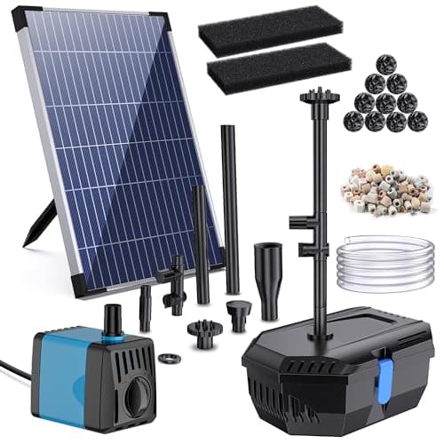 Image of Biling 12W Solar Pond Filter Kit for Garden Ponds 605 l/h Biological Solar Powered Pond Filter with Pump Filtration System for Fish Tank Waterfalls Water Feature (No Battery)