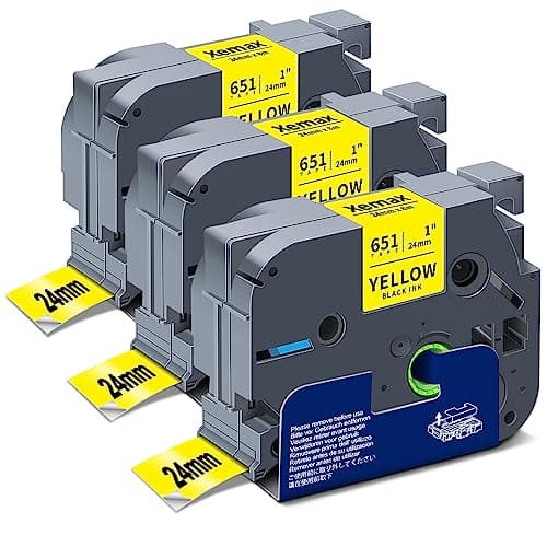 Image of 3 x XemaX Compatible Label Tape Replacement for Brother P-touchTZe-651 Label Tape 24 mm 1 Inch Tape Cassette for PT-D600 E500 E550W E550WVP H500 P750W P750WVP P700 P710BT P900 P900W P950W, Black