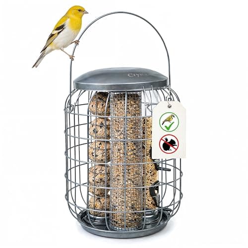 Image of Crystals 3-in-1 Squirrel Proof Bird Feeder – Hanging Metal Garden Wildlife Feeder Station for Seeds, Nuts & Fat Balls, Durable Outdoor Bird Feeder Cage for Garden, Patio & Tree Use