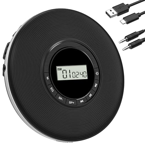 Image of Greadio Portable CD Player, Discman CD-Player with Anti-Skip Protection and 4 EQ Sounds, TF Card/AUX Output, Compatible with CD, CD-R, CD-RW and MP3 for Home/Car (Black)