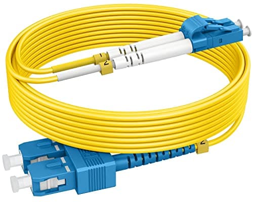 Image of RamboCables 1ft(0.3m) OS2 SC to LC Single Mode Fiber Patch Cables, Options 1ft~200ft, Fiber Optical Cable 10G SMF LSZH Duplex 9/125μm OD 2.0mm