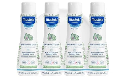 Image of Mustela Multi-Sensory Bubble Bath 200ml -Pack of 4 | Gentle Foaming Bath for Babies & Children | Tear-Free, Hypoallergenic, Soothing Formula for Sensitive Skin | Dermatologist Tested