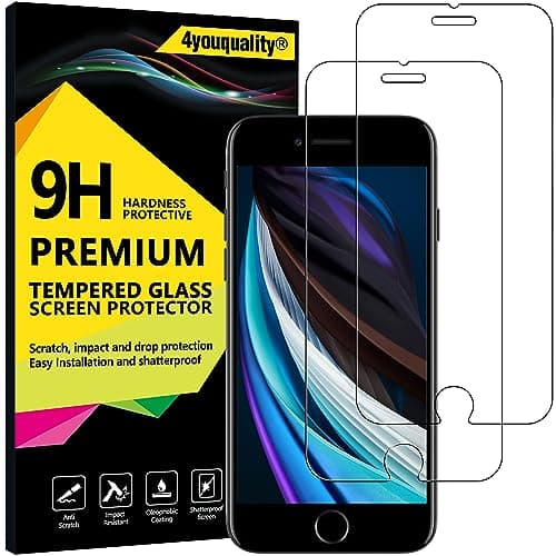 Image of 4youquality Screen Protector for iPhone SE 3/ SE 2 (2022/2020 Edition) 4.7-Inch, Tempered Glass Film, 2-Pack, [LifetimeSupport][Impact-Resistant][Anti-Shatter][Anti-Scratch]