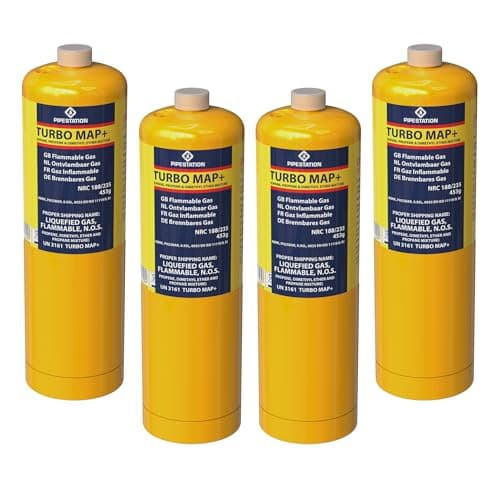 Image of 4X Mapp Gas Canister – 453g Each – Map Pro Plus Gas Bottle with CGA600 Connection for Blowtorch – Map Cylinder Cartridge for Soldering Blow Torch – Compatible with Rothenberger Superfire 2
